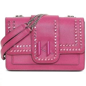 NWT KARL LAGERFELD PARIS Corrine Embellished Leather Shoulder Bag